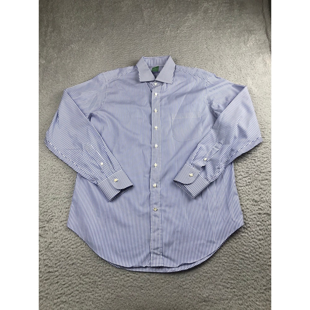 Sid Mashburn Button Down Shirt Mens L Blue White Striped Cotton Long Sleeve